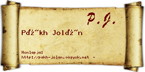 Pákh Jolán névjegykártya